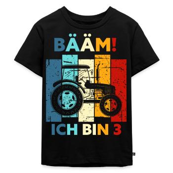3. Geburtstag 3 Jahre Geschenk Drei Traktor - Kinder Premium Bio T-Shirt - Schwarz - Vorne - Mikhail (115cm)