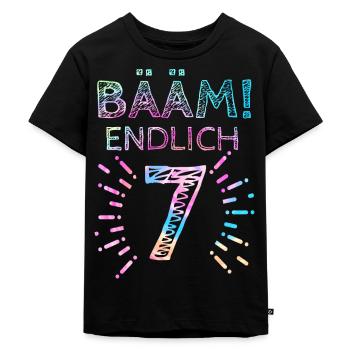 7. Geburtstag Geschenk 7 Jahre Mädchen Sieben - Kinder Premium Bio T-Shirt - Schwarz - Vorne - Mikhail (115cm)