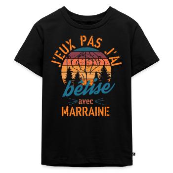 J Peux Pas j ai Bêtise avec marraine - vintage - T-shirt Premium bio Enfant - noir - Devant - Mikhail (115cm)