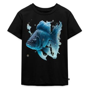 Realistischer Fisch aus Wasser - Kinder Premium Bio T-Shirt - Schwarz - Vorne - Mikhail (115cm)