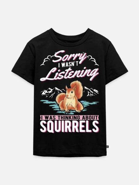 Eichhörnchen Geschenk Grauhörnchen Squirrel - Kinder Premium Bio T-Shirt - Schwarz