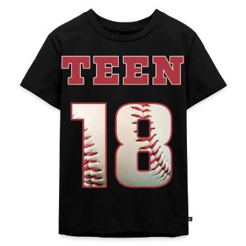 Baseball TEEN 18 - Kinder Premium Bio T-Shirt - Schwarz - Vorne - Mikhail (115cm)