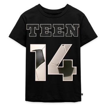 Fussball TEEN 14 Soccer - Kinder Premium Bio T-Shirt - Schwarz - Vorne - Mikhail (115cm)