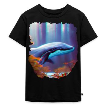 Surrealismus Kunst Wal im Wald - Kinder Premium Bio T-Shirt - Schwarz - Vorne - Mikhail (115cm)