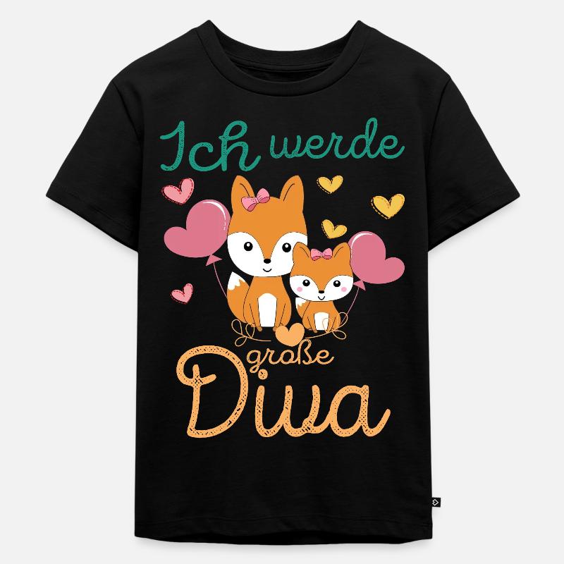 Werde Große Diva Fuchs Schwestern - Kinder Premium Bio T-Shirt - Schwarz
