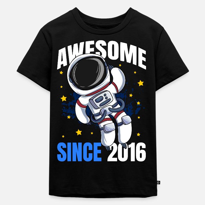 Genial seit 2016 - 7. Astronaut Geburtstag - Kinder Premium Bio T-Shirt - Schwarz
