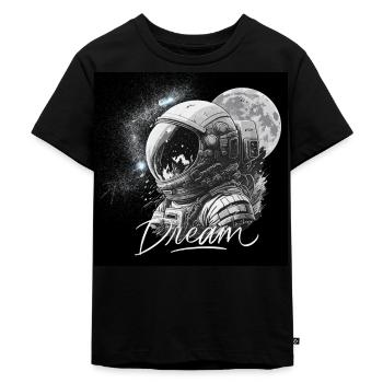 Dream Astronaut Mondhintergrund - schwarz und weiß - Kinder Premium Bio T-Shirt - Schwarz - Vorne - Mikhail (115cm)