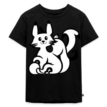 Kitsune Cartoon Vintage Kunst - Kinder Premium Bio T-Shirt - Schwarz - Vorne - Mikhail (115cm)