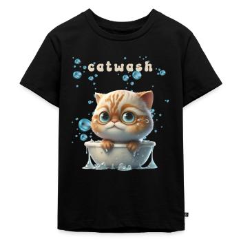 Lustiges Katzen Motiv Katze Haustier Katzen Wäsche - Kinder Premium Bio T-Shirt - Schwarz - Vorne - Mikhail (115cm)