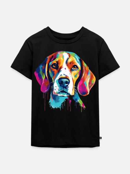 Bunter Beagle - Kinder Premium Bio T-Shirt - Schwarz