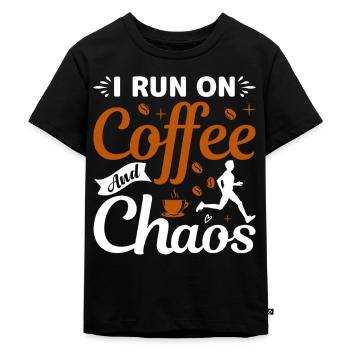 Je vis de café et de buveurs de café chaos - T-shirt Premium bio Enfant - noir - Devant - Mikhail (115cm)