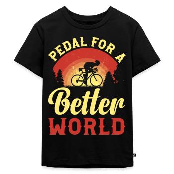 Pedal for a better world Bike - Kids Premium Organic T-Shirt - black - Front - Mikhail (115cm)