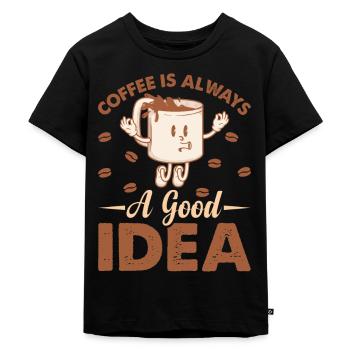 Le café est toujours une bonne idée Dépendance au café - T-shirt Premium bio Enfant - noir - Devant - Mikhail (115cm)