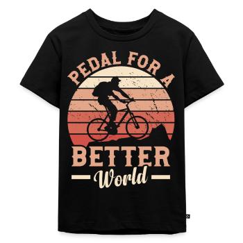Ride for a better world Bike Bike Tour Bike - Kids Premium Organic T-Shirt - black - Front - Mikhail (115cm)