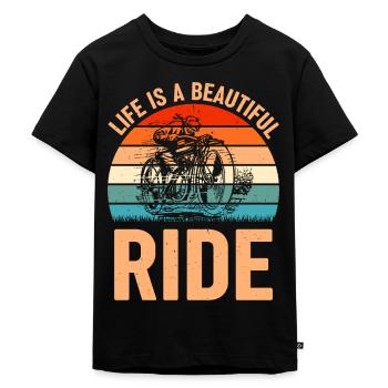 Life is a beautiful ride bike - Kids Premium Organic T-Shirt - black - Front - Mikhail (115cm)