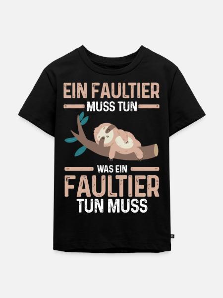Faultier - Kinder Premium Bio T-Shirt - Schwarz