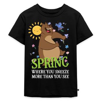Printemps où vous éternuez plus que vous ne voyez l’allergie - T-shirt Premium bio Enfant - noir - Devant - Mikhail (115cm)
