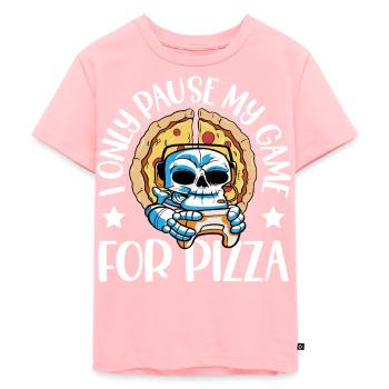 Ich Pausiere Mein Spiel Nur Für Pizza Eater - Kinder Premium Bio T-Shirt - Rosa - Vorne - AI Model Kid Female (0cm)
