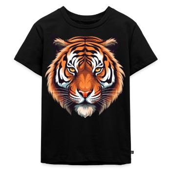 Tigerkopf Tigerliebhaber - Kinder Premium Bio T-Shirt - Schwarz - Vorne - Mikhail (115cm)