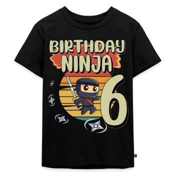 Birthday Ninja 6 Years Old Bday Party Gift - Kinder Premium Bio T-Shirt - Schwarz - Vorne - Mikhail (115cm)