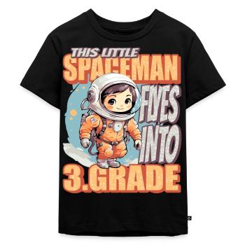 This little astronaut flies into the third - Kids Premium Organic T-Shirt - black - Front - Mikhail (115cm)