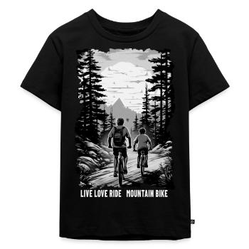 Vater und Sohn Mountainbike Mountainbiker Geschenk - Kinder Premium Bio T-Shirt - Schwarz - Vorne - Mikhail (115cm)