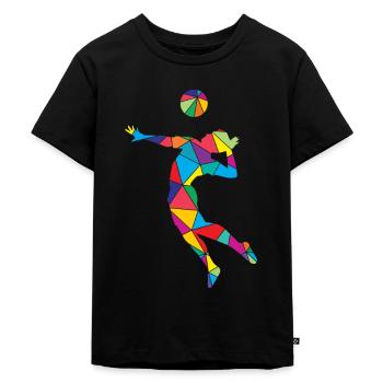 Volleyball Polygon Low Poly Volleyball Player - Kids Premium Organic T-Shirt - black - Front - Mikhail (115cm)