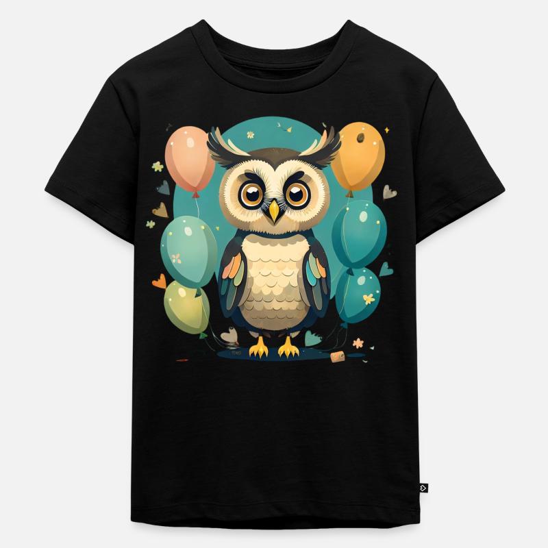 Eule - Kinder Premium Bio T-Shirt - Schwarz