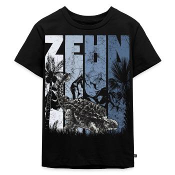 Ankylosaurus 10 Jahre Alt Dino 10. Geburtstag - Kinder Premium Bio T-Shirt - Schwarz - Vorne - Mikhail (115cm)