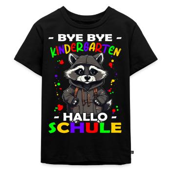 Bye Kindergarten | Schulanfang | Einschulung - Kinder Premium Bio T-Shirt - Schwarz - Vorne - Mikhail (115cm)