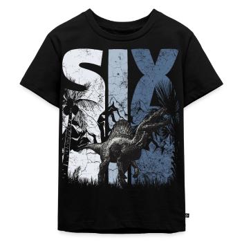 Spinosaurus 6 Jahre Alt Dino 6. Geburtstag - Kinder Premium Bio T-Shirt - Schwarz - Vorne - Mikhail (115cm)