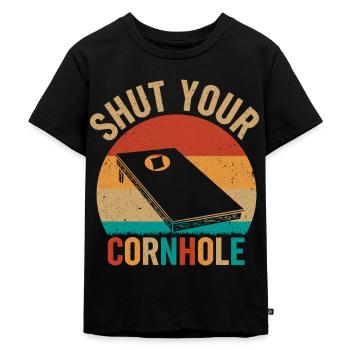 Tenez votre jeu de plateau de trou de maïs jeu de lancer - T-shirt Premium bio Enfant - noir - Devant - Mikhail (115cm)