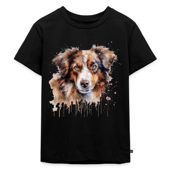 Australian Shepherd - Kinder Premium Bio T-Shirt - Schwarz - Vorne - Mikhail (115cm)