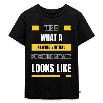 Newbie virtual purchasing manager - Kids Premium Organic T-Shirt - black - Front - Mikhail (115cm)