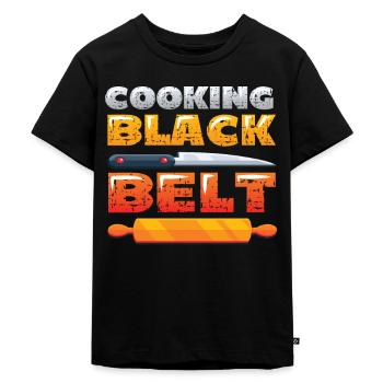 Kochen, Schwarzer Gürtel, Chefkoch - Kinder Premium Bio T-Shirt - Schwarz - Vorne - Mikhail (115cm)