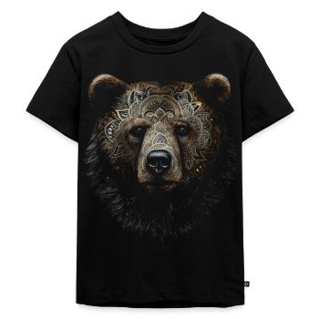 Bär Mandala Kunst Tierliebhaber Geschenk Tiere - Kinder Premium Bio T-Shirt - Schwarz - Vorne - Mikhail (115cm)