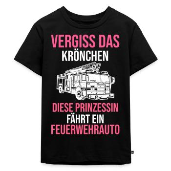 Feuerwehr Prinzessin Feuerwehrfrau - Kinder Premium Bio T-Shirt - Schwarz - Vorne - Mikhail (115cm)
