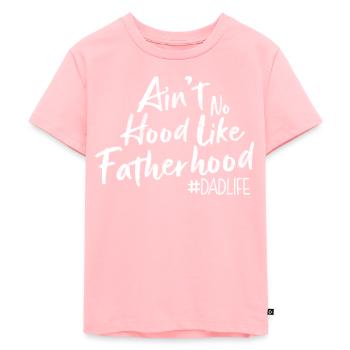 Keine Kapuze wie Vaterschaft - Kinder Premium Bio T-Shirt - Rosa - Vorne - AI Model Kid Female (0cm)
