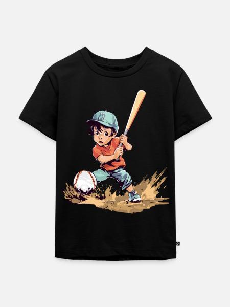 Baseball Playing Boy - Kids Baseball - Kids Premium Organic T-Shirt - black
