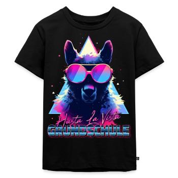 Retro Hasta La Vista Grundschule Abschluss Lama - Kinder Premium Bio T-Shirt - Schwarz - Vorne - Mikhail (115cm)
