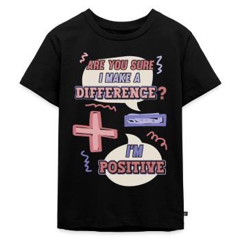 Minus- Und Pluszeichen, Mathe-Wortspiel - Kinder Premium Bio T-Shirt - Schwarz - Vorne - Mikhail (115cm)