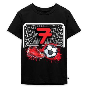 7. Geburtstag Fußball - Kinder Premium Bio T-Shirt - Schwarz - Vorne - Mikhail (115cm)