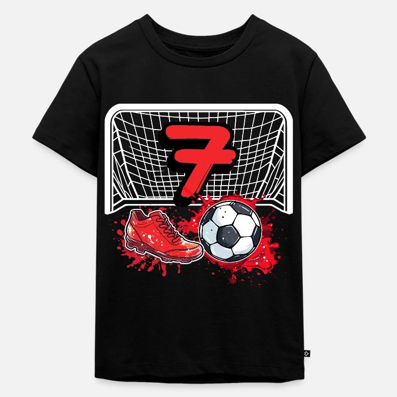 7. Geburtstag Fußball - Kinder Premium Bio T-Shirt - Schwarz