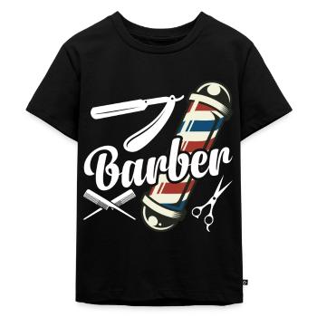 Barbier Barbier Coiffeur Coiffeur Coiffeur Coupe de cheveux - T-shirt Premium bio Enfant - noir - Devant - Mikhail (115cm)