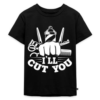 Coiffeur de barbier Je veux te couper les cheveux - T-shirt Premium bio Enfant - noir - Devant - Mikhail (115cm)