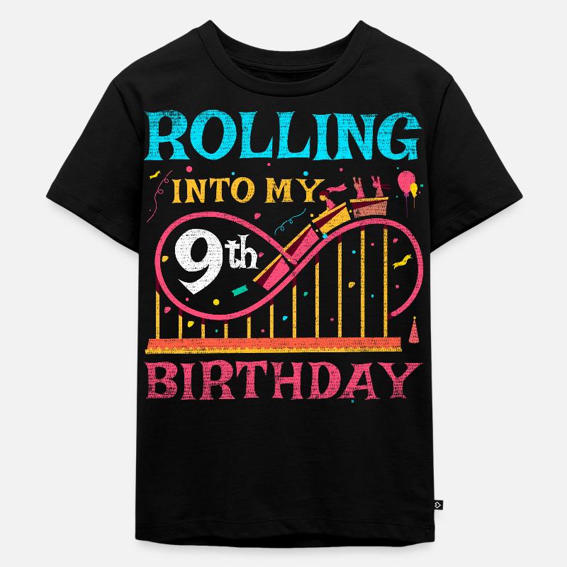 Roller Coaster Kid - Rolling Into My 9th Birthday - T-shirt Premium bio Enfant - noir
