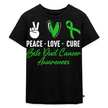 Peace, love, healing, bile duct cancer, - Kids Premium Organic T-Shirt - black - Front - Mikhail (115cm)