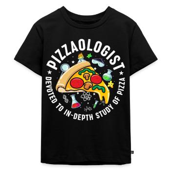 Pizza, student, pizza connoisseur, pizza maker - Kids Premium Organic T-Shirt - black - Front - Mikhail (115cm)
