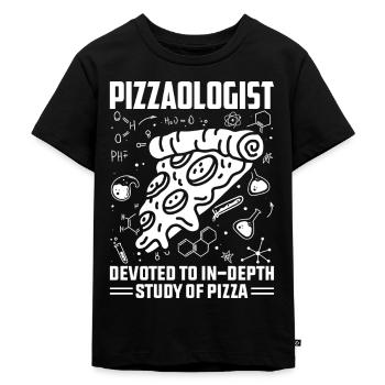 Pizza, student, pizza connoisseur, pizza maker - Kids Premium Organic T-Shirt - black - Front - Mikhail (115cm)