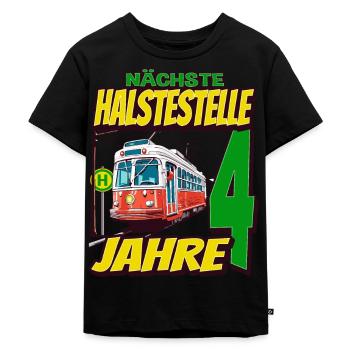 Ich Bin 4 Straßenbahnen - Straßenbahn - Kinder Premium Bio T-Shirt - Schwarz - Vorne - Mikhail (115cm)